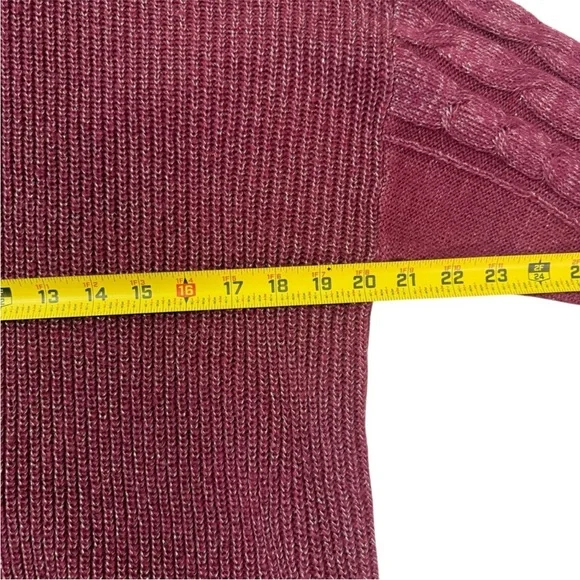 Torrid Maroon Metallic Cable Knit Pullover Cold Shoulder Sweater Size 1X - Picture 8 of 11